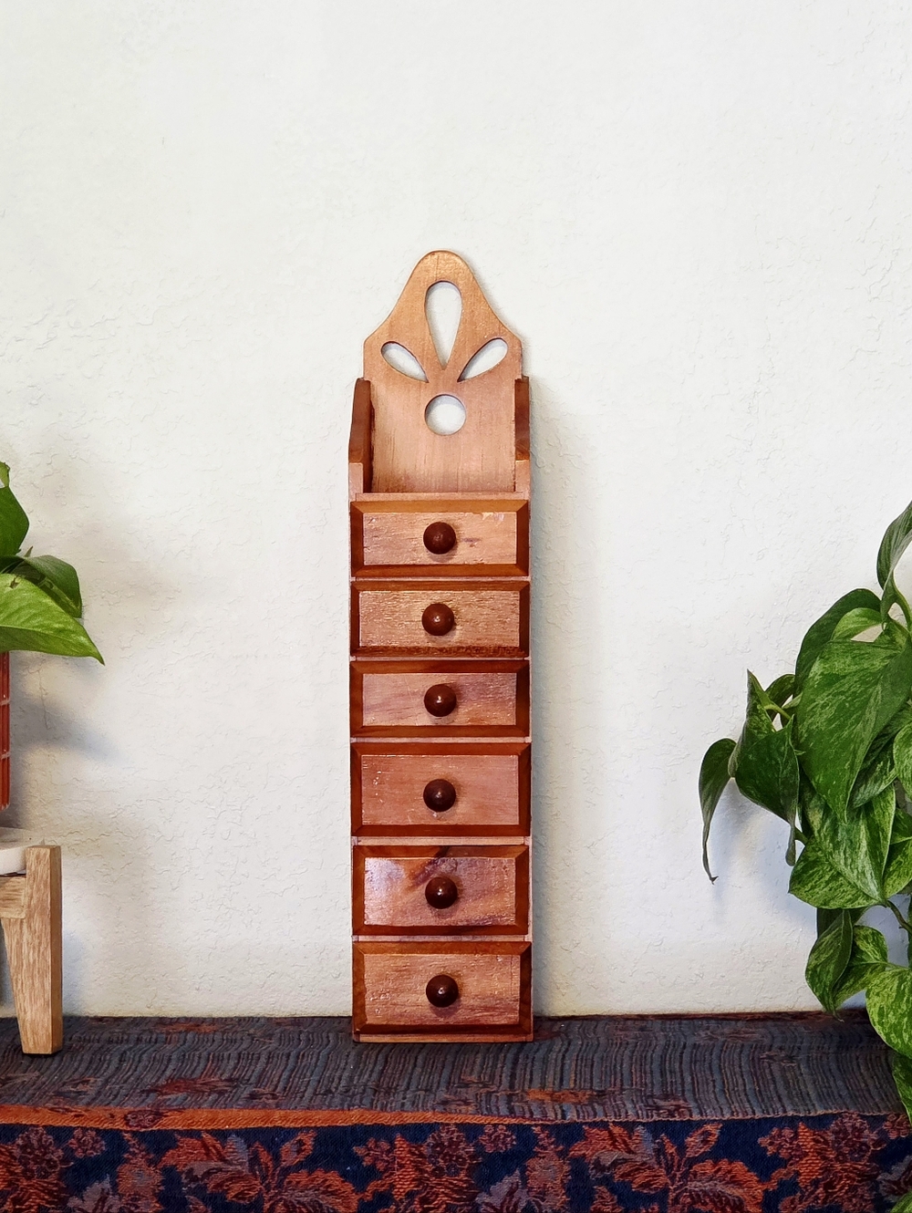 Vintage Wooden 6 Drawer Apothecary  Spice  Tea Jewelry Cabinet